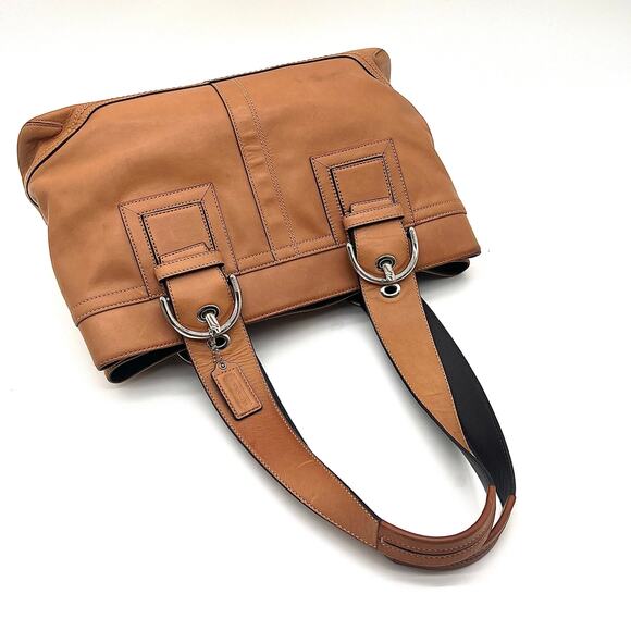 COACH Soho Camel Leather Satchel, Buckle Details - Picture 9 of 15